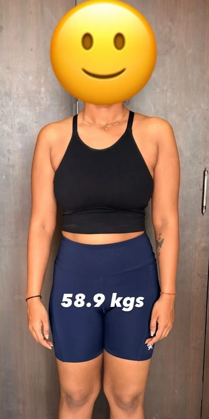 After — 63.4 kg → 58.9 kg