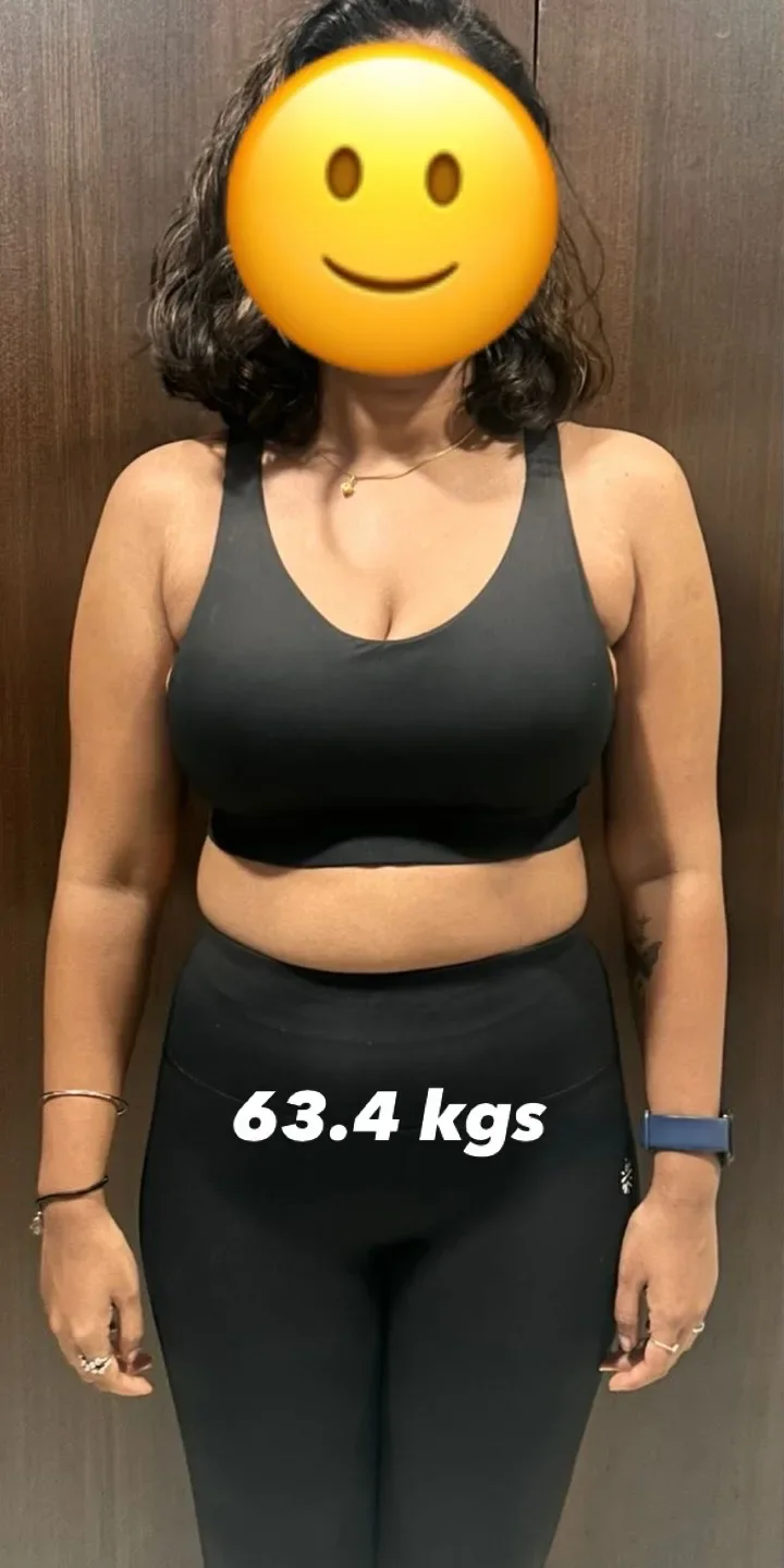 Before — 63.4 kg → 58.9 kg