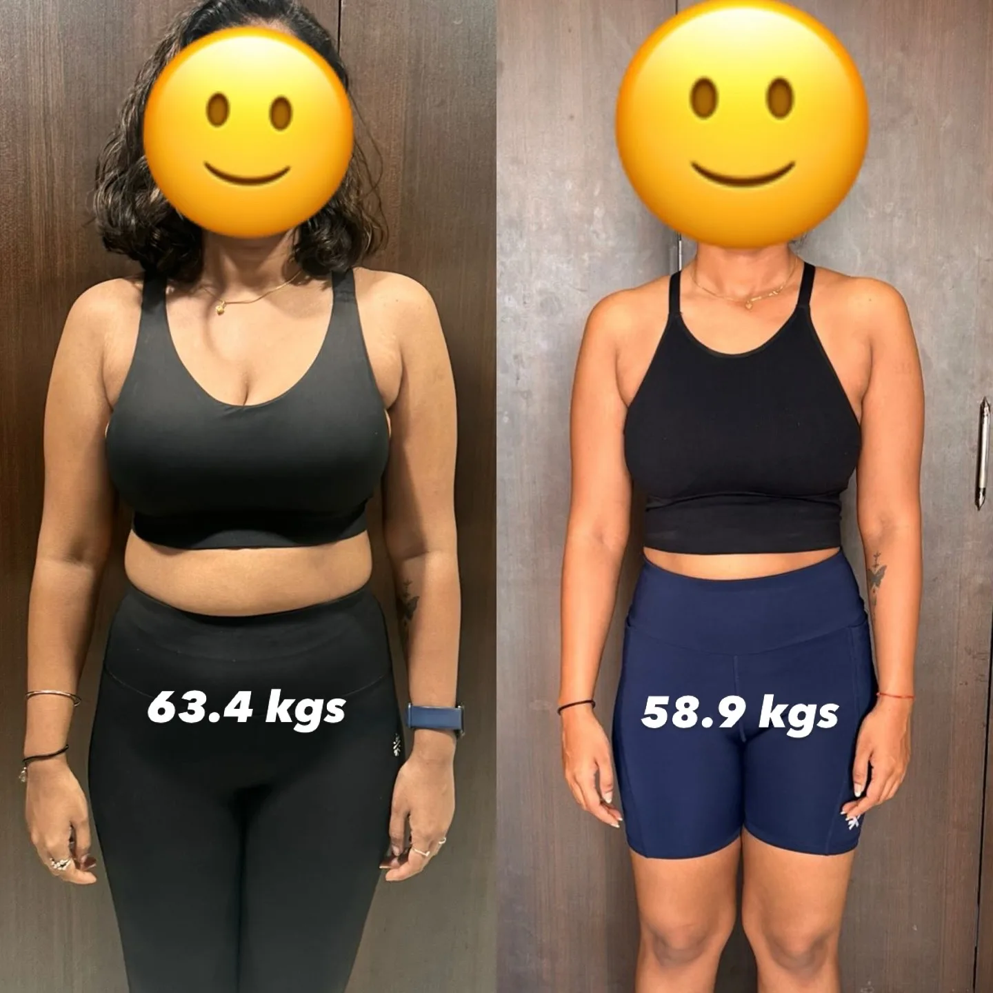 63.4 kg → 58.9 kg